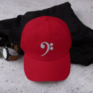 Bass Clef Dad hat (personalizable) - classic dad hat cranberry front b b d f - Shujaa Designs