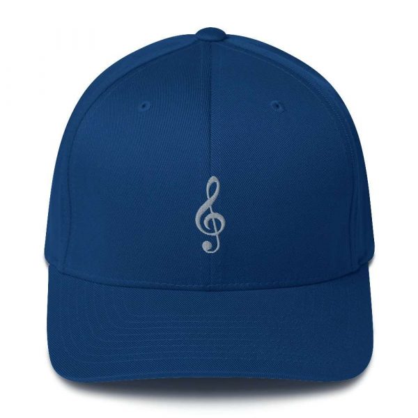 Treble Clef Structured Twill Cap - closed back structured cap royal blue front b a a - Shujaa Designs