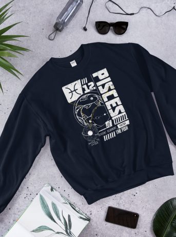 Pisces Zodiac Sweatshirt - unisex crew neck sweatshirt navy front ccf ec dd - Shujaa Designs