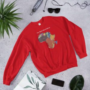 The TRUE SIZE of Africa Sweatshirt - unisex crew neck sweatshirt red front b c aa - Shujaa Designs