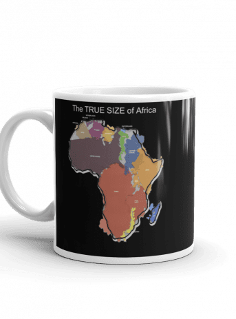 The TRUE SIZE of Africa White glossy mug - white glossy mug oz handle on left bb b d - Shujaa Designs