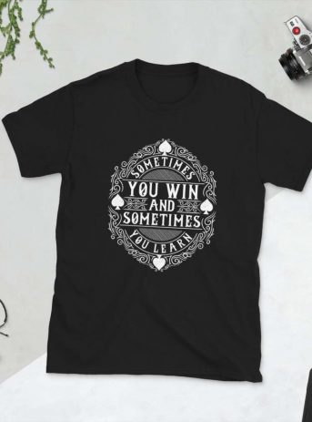 Some Time You Win Sometime You Learn – Motivational Typography Design Short-Sleeve Unisex T-Shirt - unisex basic softstyle t shirt black front af cd a - Shujaa Designs