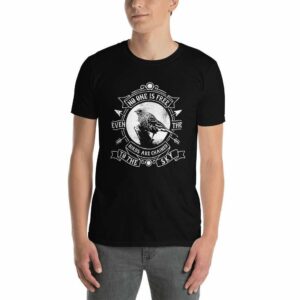 No One Is Free Even The Birds Are Chained To The Sky – Motivational Typography Design Short-Sleeve Unisex T-Shirt - unisex basic softstyle t shirt black front af b f - Shujaa Designs