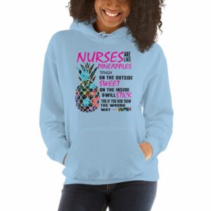 Nurses Pineapples – Nurse Designs Unisex Hoodie - unisex heavy blend hoodie light blue front b a - Shujaa Designs