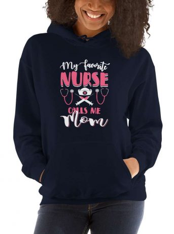 My Favorite Nurse Calls Me Mom – Nurse Designs Unisex Hoodie - unisex heavy blend hoodie navy front b b b - Shujaa Designs