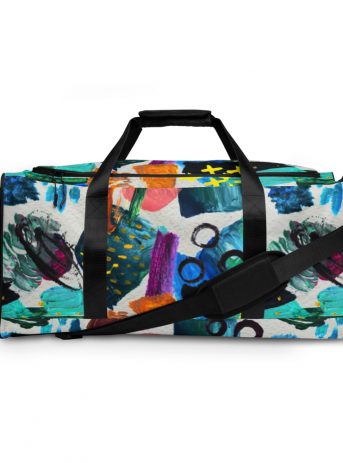 Colorful Print Duffle bag - all over print duffle bag white front c e d - Shujaa Designs