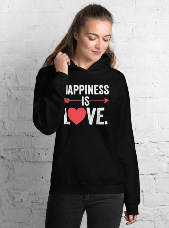 Happiness Is Love Unisex Hoodie - unisex heavy blend hoodie black front dca cb c - Shujaa Designs