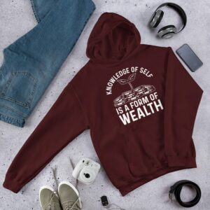 Knowledge Of Self Is A Form Of Wealth Unisex Hoodie - unisex heavy blend hoodie maroon front dcf f e - Shujaa Designs