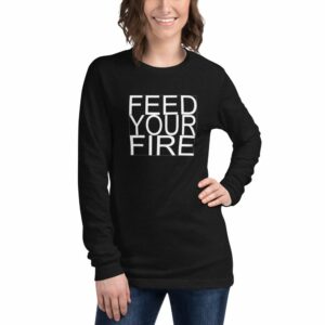 Feed Your Fire Unisex Long Sleeve Tee - unisex long sleeve tee black heather front f a e - Shujaa Designs