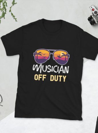 Musician Off Duty Short-Sleeve Unisex T-Shirt - unisex basic softstyle t shirt black front a c d e - Shujaa Designs