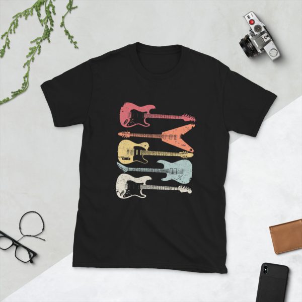 Classic Electric Guitar Collection Short-Sleeve Unisex T-Shirt - unisex basic softstyle t shirt black front b f - Shujaa Designs