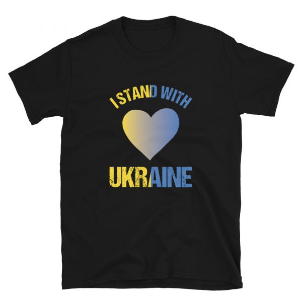I Stand With Ukraine Unisex Short Sleeve Tee - unisex basic softstyle t shirt black front e c e - Shujaa Designs