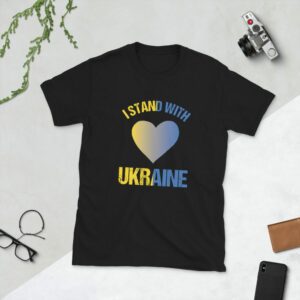 I Stand With Ukraine Unisex Short Sleeve Tee - unisex basic softstyle t shirt black front e c f - Shujaa Designs