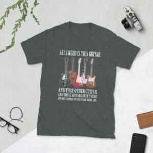 All I Need Is This Guitar And The Other Guitar Short-Sleeve Unisex T-Shirt - unisex basic softstyle t shirt dark heather front a ab - Shujaa Designs