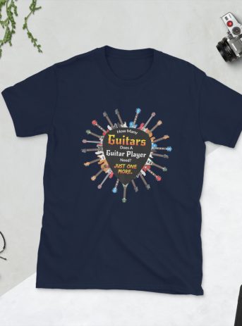 How Many Guitar Does A Guitar Player Have? Short-Sleeve Unisex T-Shirt - unisex basic softstyle t shirt navy front fcebfc a - Shujaa Designs