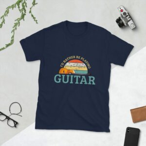 I’D Rather Playing Guitar Short-Sleeve Unisex T-Shirt - unisex basic softstyle t shirt navy front ee c d - Shujaa Designs