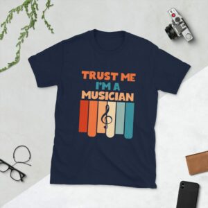 Trust Me I’m A Musician Short-Sleeve Unisex T-Shirt - unisex basic softstyle t shirt navy front e c - Shujaa Designs