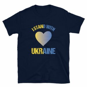 I Stand With Ukraine Unisex Short Sleeve Tee - unisex basic softstyle t shirt navy front e c - Shujaa Designs