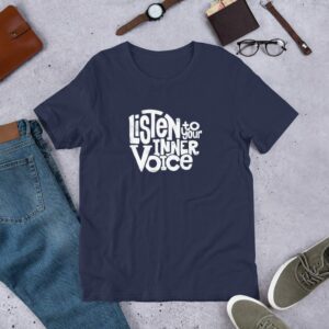 Listen To Your Inner Voice Unisex t-shirt - unisex staple t shirt navy front c b e - Shujaa Designs