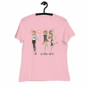 Three Fashionistas Women’s Relaxed T-Shirt - womens relaxed t shirt pink front c a - Shujaa Designs