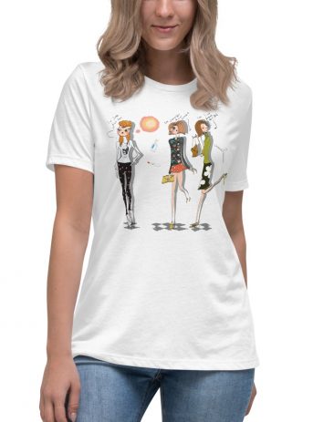 Three Fashionistas Women’s Relaxed T-Shirt - womens relaxed t shirt white front c - Shujaa Designs