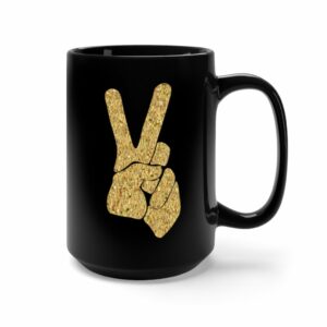 Mosaic Peace Sign Black Mug 15oz -  - Shujaa Designs