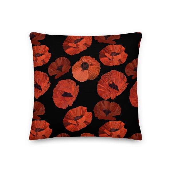 Poppy Blossoms Premium Throw Pillow - all over print premium pillow x front a b a - Shujaa Designs