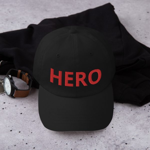 HERO Embroidered Dad hat - classic dad hat black front fe dba f - Shujaa Designs