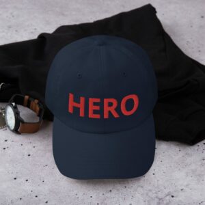 HERO Embroidered Dad hat - classic dad hat navy front fe dba b - Shujaa Designs