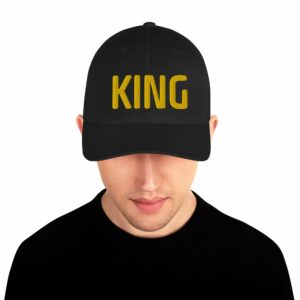 KING Embroidered Structured Twill Cap - closed back structured cap black front fec a e - Shujaa Designs