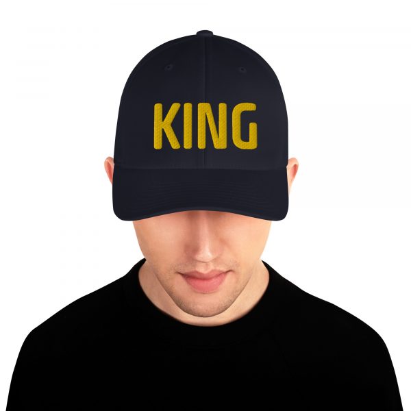 KING Embroidered Structured Twill Cap - closed back structured cap dark navy front fec bd - Shujaa Designs