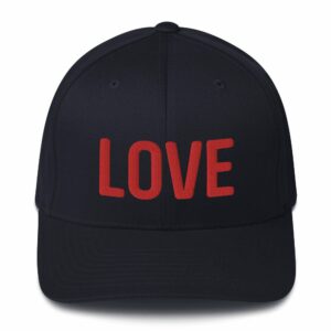 LOVE Embroidered Structured Twill Cap - closed back structured cap dark navy front ff - Shujaa Designs