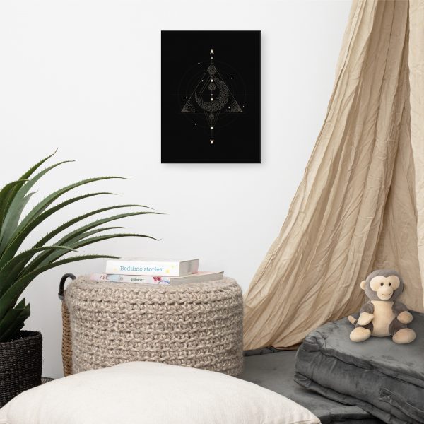 Sacred Geometry Crescent Moon Pyramid Canvas - canvas in x front cb a - Shujaa Designs