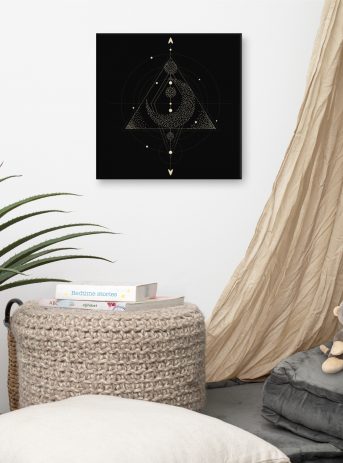 Sacred Geometry Crescent Moon Pyramid Canvas - canvas in x front cb a - Shujaa Designs
