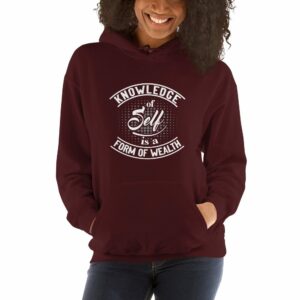Knowledge Of Self Is A Form Of Wealth Unisex Hoodie - unisex heavy blend hoodie maroon front e e f c - Shujaa Designs