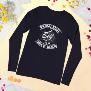 Knowledge Of Self Is A Form Of Wealth Unisex Long Sleeve Tee - unisex long sleeve tee navy front e dc b c - Shujaa Designs