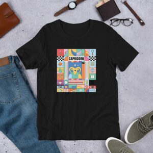 Capricorn Colorful Zodiac Sign Unisex t-shirt - unisex staple t shirt black front f db c - Shujaa Designs