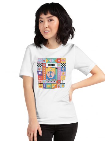 Gemini Colorful Zodiac Sign Unisex t-shirt - unisex staple t shirt white front f - Shujaa Designs
