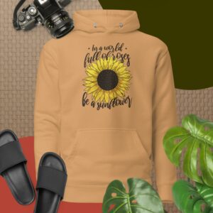 Private: In A World Full Of Roses Be A Sunflower Unisex Hoodie - unisex premium hoodie khaki front ae d - Shujaa Designs