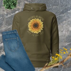 Private: Sunflowers Are Amazing Unisex Hoodie - unisex premium hoodie military green front b - Shujaa Designs