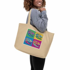 Private: T-Rex Large organic tote bag - large eco tote oyster back c e - Shujaa Designs
