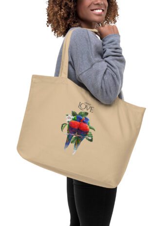 Private: Lorikeet Love Large organic tote bag - large eco tote oyster back d bf bdee - Shujaa Designs