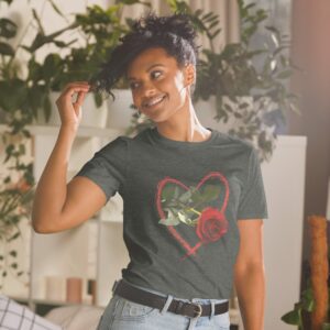 Private: Heart With Red Rose Short-Sleeve Unisex T-Shirt - unisex basic softstyle t shirt dark heather front d d bd cac - Shujaa Designs
