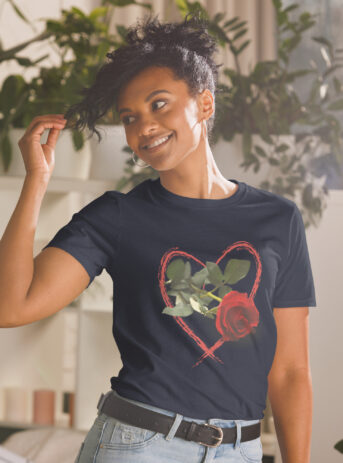 Private: Heart With Red Rose Short-Sleeve Unisex T-Shirt - unisex basic softstyle t shirt navy front d d bd e - Shujaa Designs