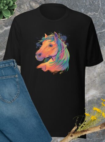 Private: Watercolor Horse Unisex t-shirt - unisex staple t shirt black front ba e e b d - Shujaa Designs