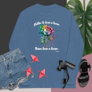 Private: Better To Lose A Lover Than To Love A Loser Long Sleeve Shirt - mens long sleeve shirt indigo blue front dc aa a - Shujaa Designs