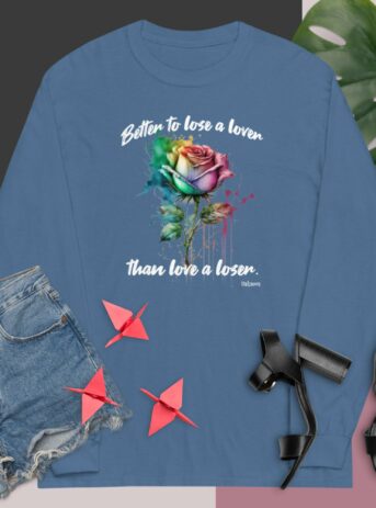 Private: Better To Lose A Lover Than To Love A Loser Long Sleeve Shirt - mens long sleeve shirt indigo blue front dc aa a - Shujaa Designs