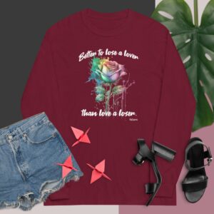 Private: Better To Lose A Lover Than To Love A Loser Long Sleeve Shirt - mens long sleeve shirt maroon front dc aa f - Shujaa Designs