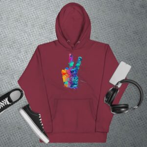 Private: Watercolor Peace Sign Unisex Hoodie - unisex premium hoodie maroon front e - Shujaa Designs